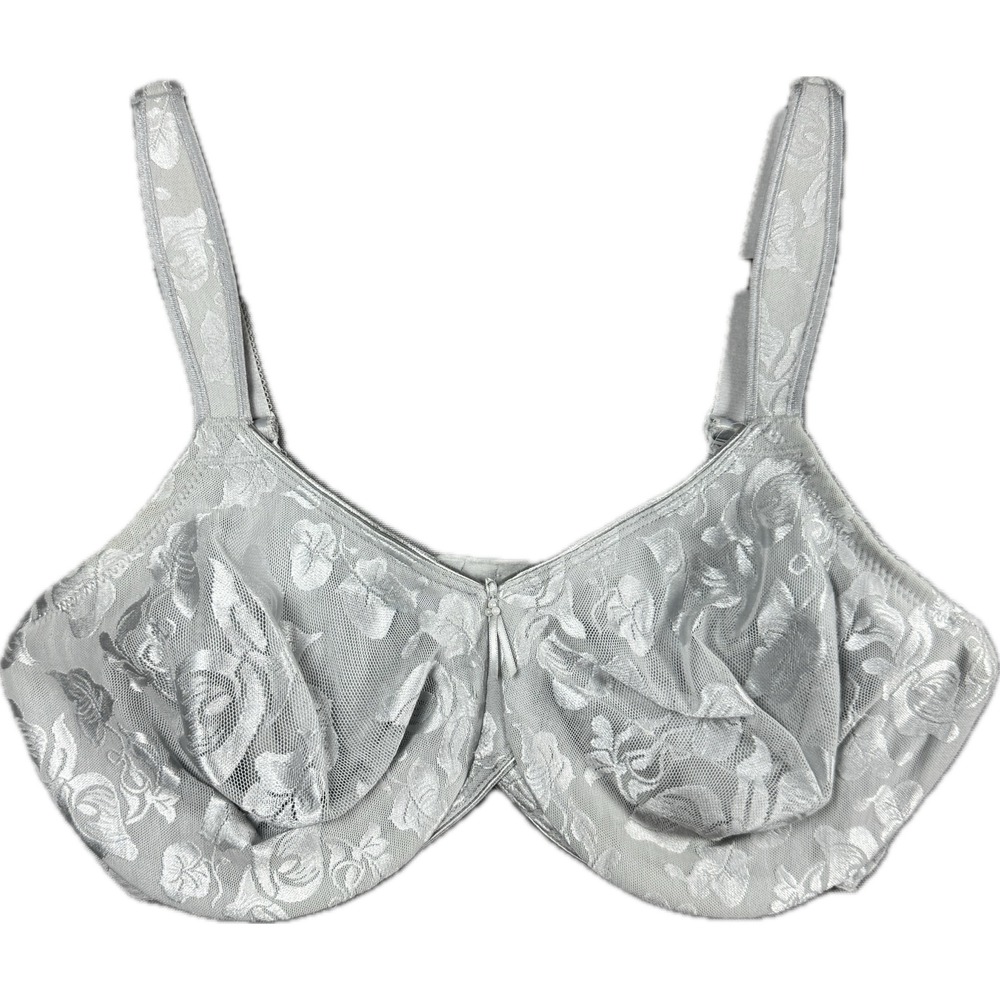Wacoal Awareness Underwire Bra Women 36DD Silver Floral Lace Unlined 85567